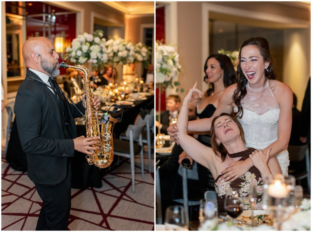 Sax player during reception Aspen Mountain Club