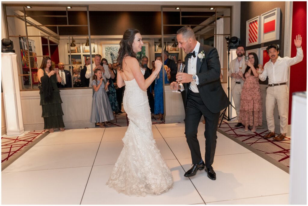 Bride and groom dancing during reception Aspen Mountain Club
