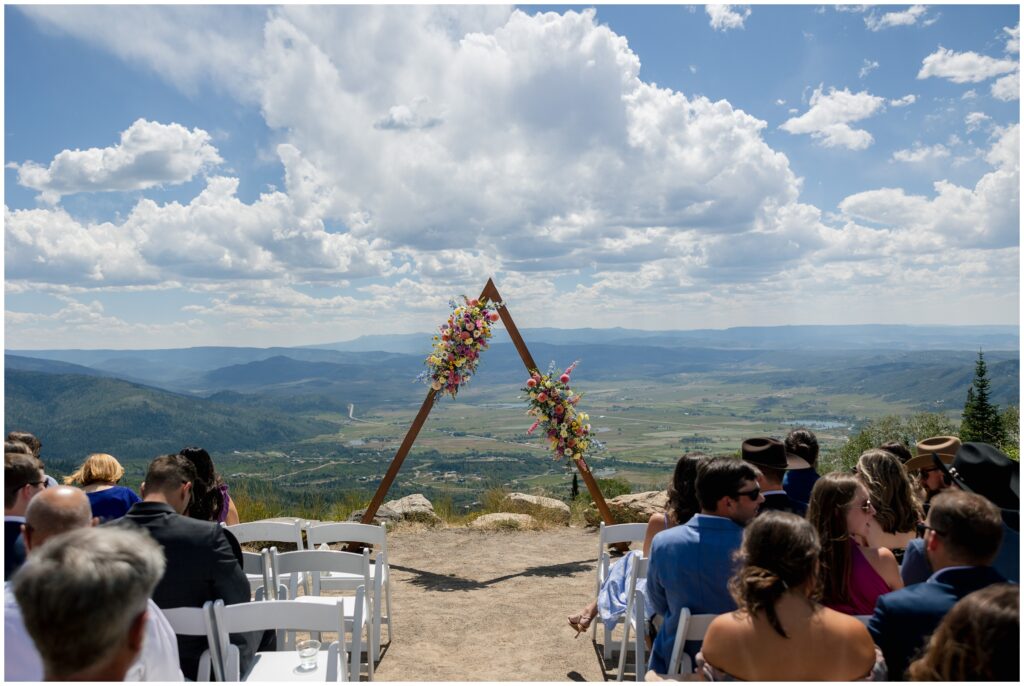 Guests overlooking ceremony spot on top of Steamboat Mountain
