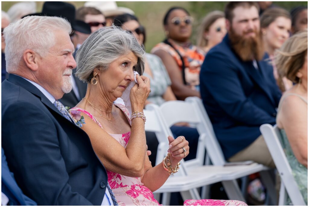 Guests viewing wedding ceremony at Steamboat mountain