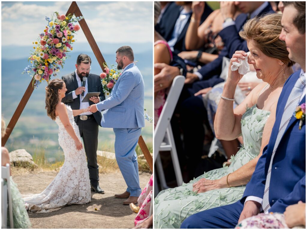 Guests viewing wedding ceremony at Steamboat mountain