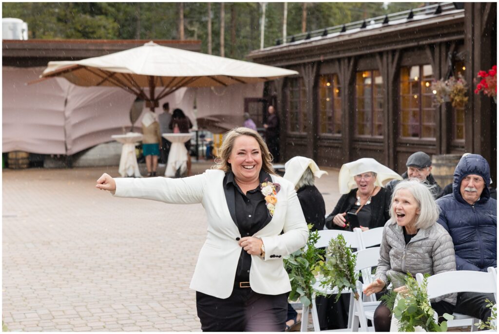 bride walking down isle for wedding at ten mile station