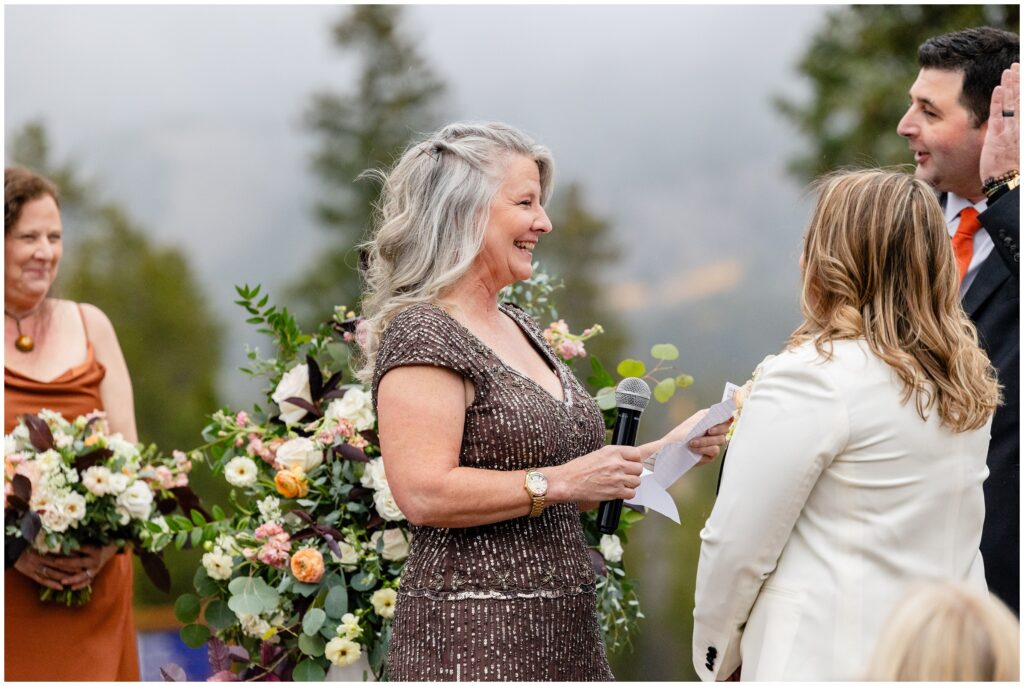 Bride reading wedding vows